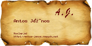 Antos János névjegykártya